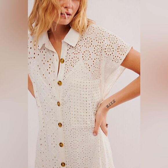Free People Marieanne Eyelet Maxi Dress/ size S - Picture 6 of 13